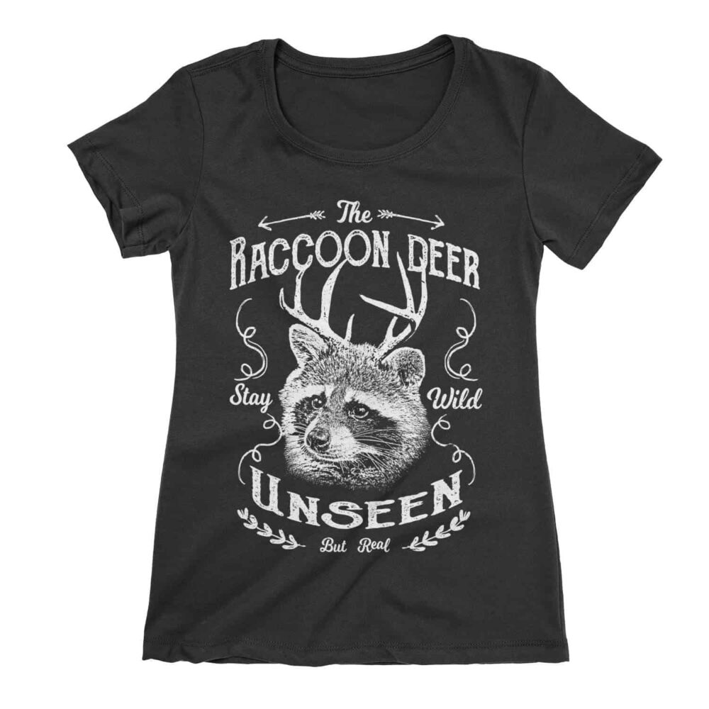 T-shirt femme Racoon Deer Chevreuil raton laveur stay wild unseen stay real 1