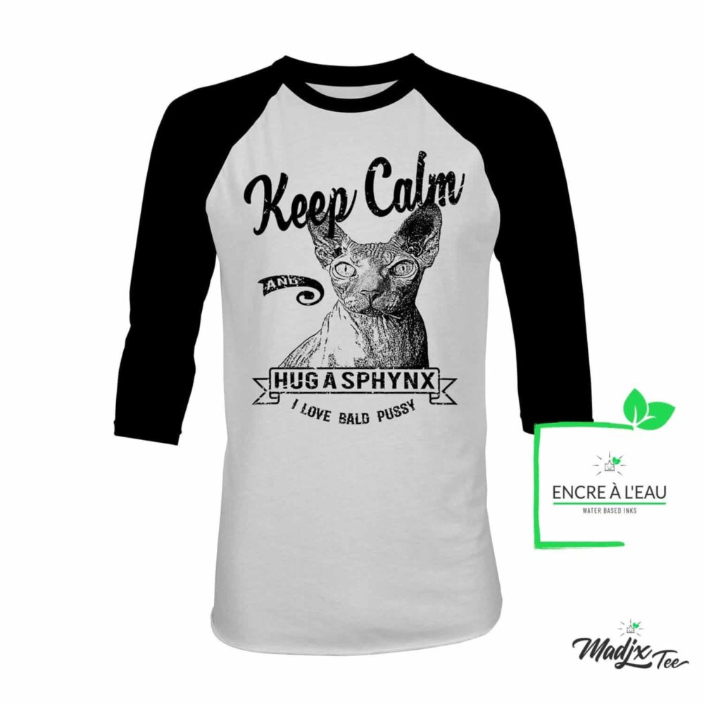Keep Calm and Hug a Sphynx t-Shirt de chat | Cat raglan t-shirt | RAGLAN 3/4 1