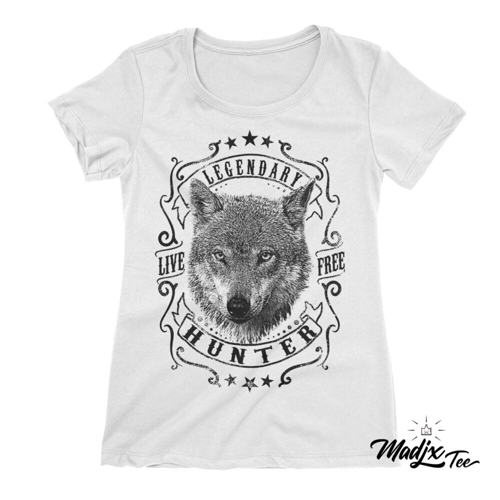 Legendary live free hunter t-shirt femme de loup 1