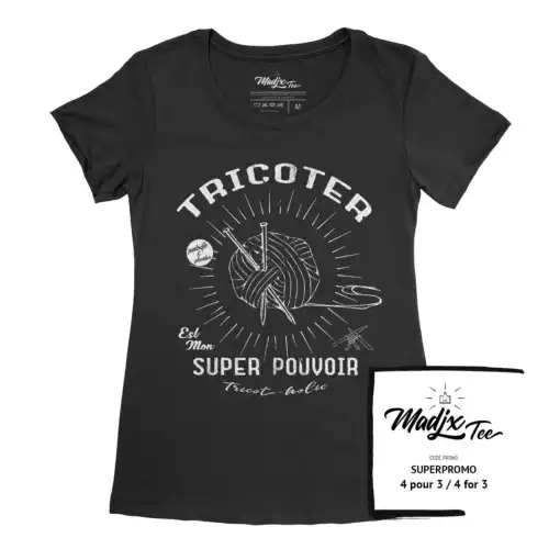 Tricoter est mon super pouvoir tricot holic t-shirt pour femme – Image 3