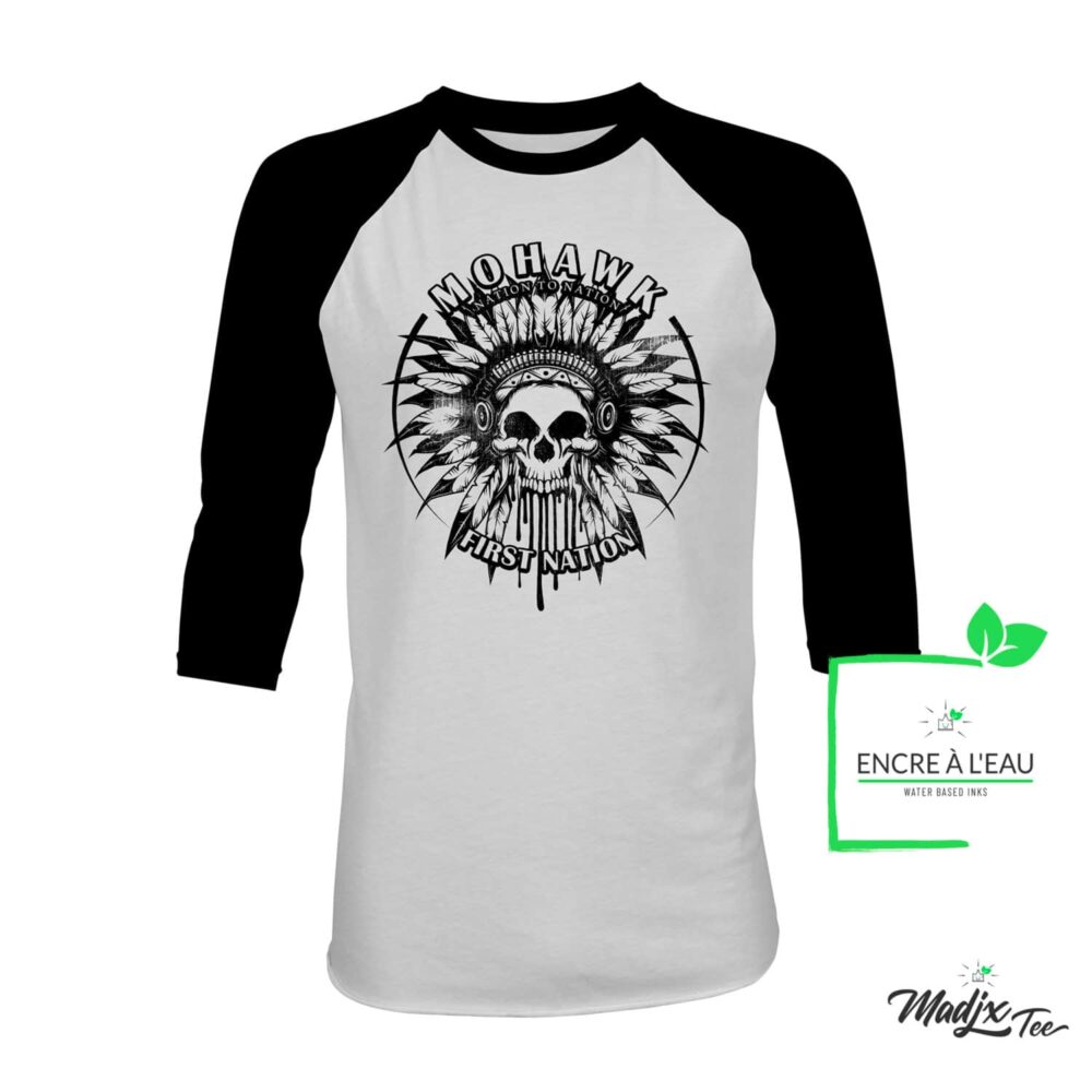 Indian Skull Mohawk nation to nation first nation, Native American t-shirt, Canadian first Nation, Mohawk Warrior Raglan 1