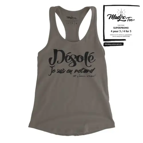 Camisole, Désolé je suis en retard et j men criss!, camisole drôle – Image 2