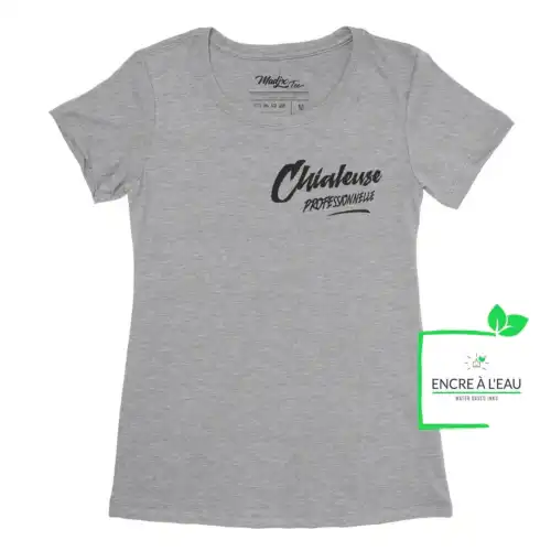 Chialeuse professionnelle, Drôle de tshirt pour femme, Québec impression noir avec encre à eau – Image 4