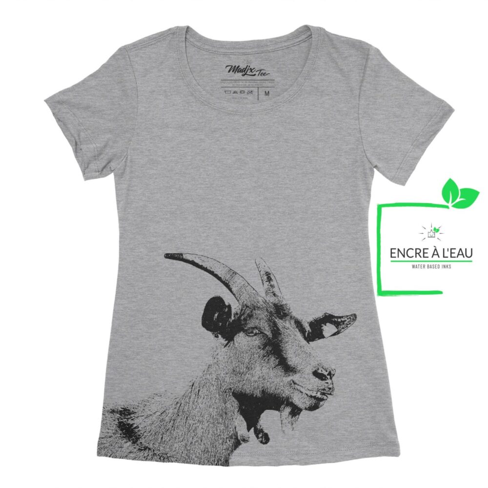 La chèvre t-shirt pour femme, encre à base d eau imprimé au Québec 2