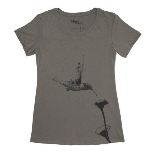 Colibri et fleur t-shirt pour femme, encre à base eau imprimé au Québec 5