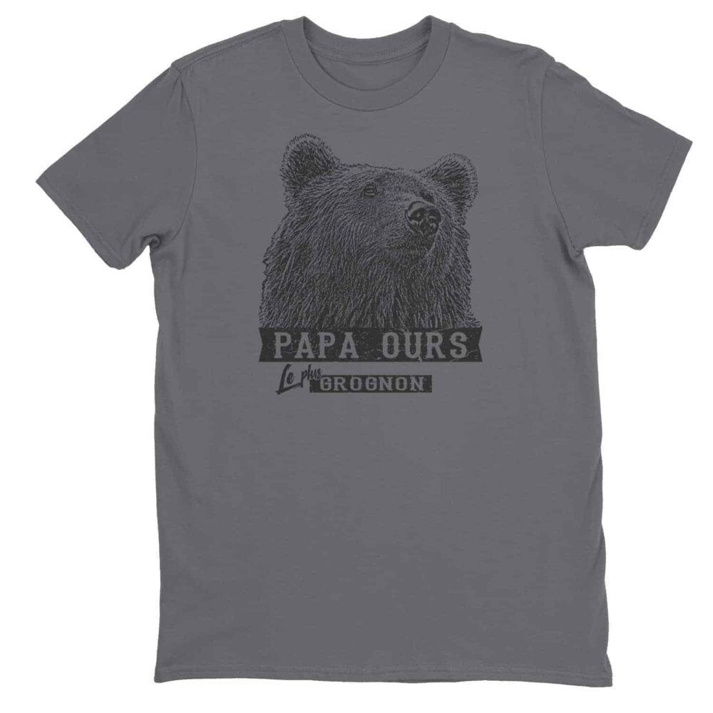 T-shirt Papa ours le plus grognon impression encre à eau fait au Québec 3