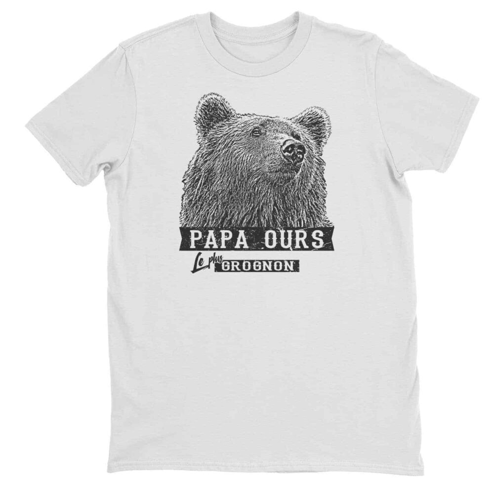 T-shirt Papa ours le plus grognon impression encre à eau fait au Québec 4