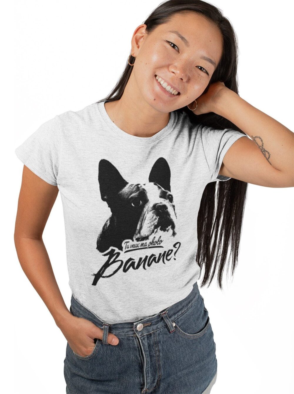 Tu veux ma photo BANANE tshirt pour femme t-shirt de chien Boston Bull 2