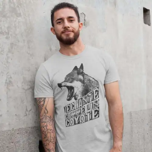Je chante comme un coyote t-shirt impression encre à eau fait au Québec – Image 2
