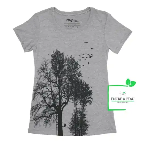 Forest t-shirt pour femme impression sérigraphie encre base à l eau éco forêt Québécoise – Image 6