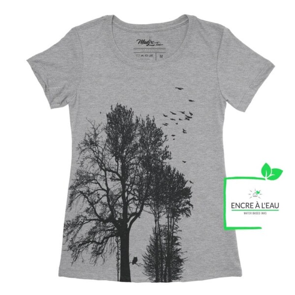 Forest t-shirt pour femme impression sérigraphie encre base à l eau éco forêt Québécoise 4