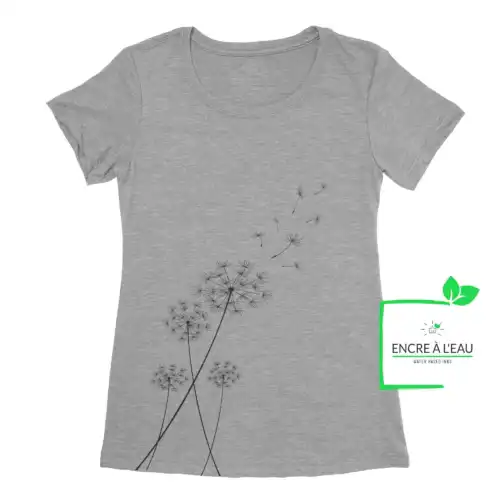 Pissenlit sur t shirt pour femme impression sérigraphie encre base à l eau éco – Image 2