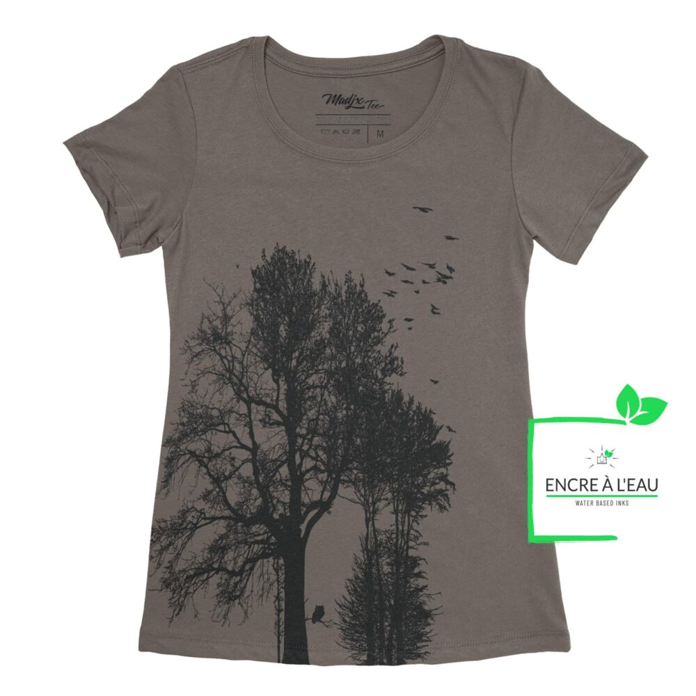 Forest t-shirt pour femme impression sérigraphie encre base à l eau éco forêt Québécoise 5