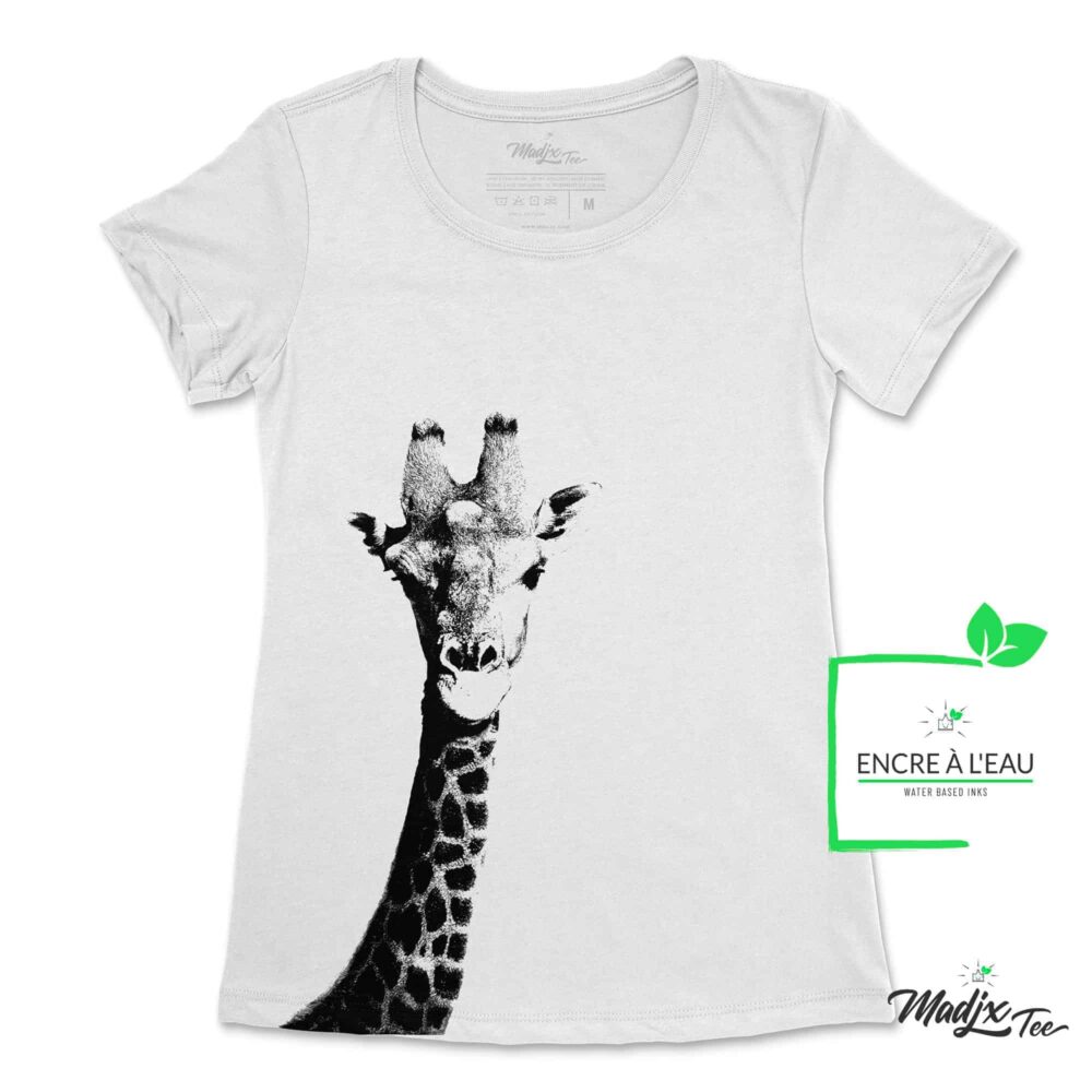 Girafe sur t-shirt pour femme, imprimé avec encre à eau 2
