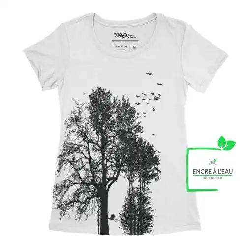 Forest t-shirt pour femme impression sérigraphie encre base à l eau éco forêt Québécoise – Image 3