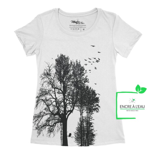 Forest t-shirt pour femme impression sérigraphie encre base à l eau éco forêt Québécoise 2