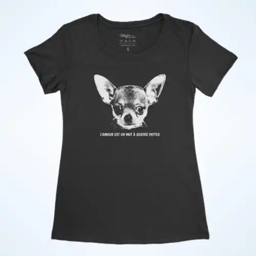 T shirt chihuahua Québec Noir