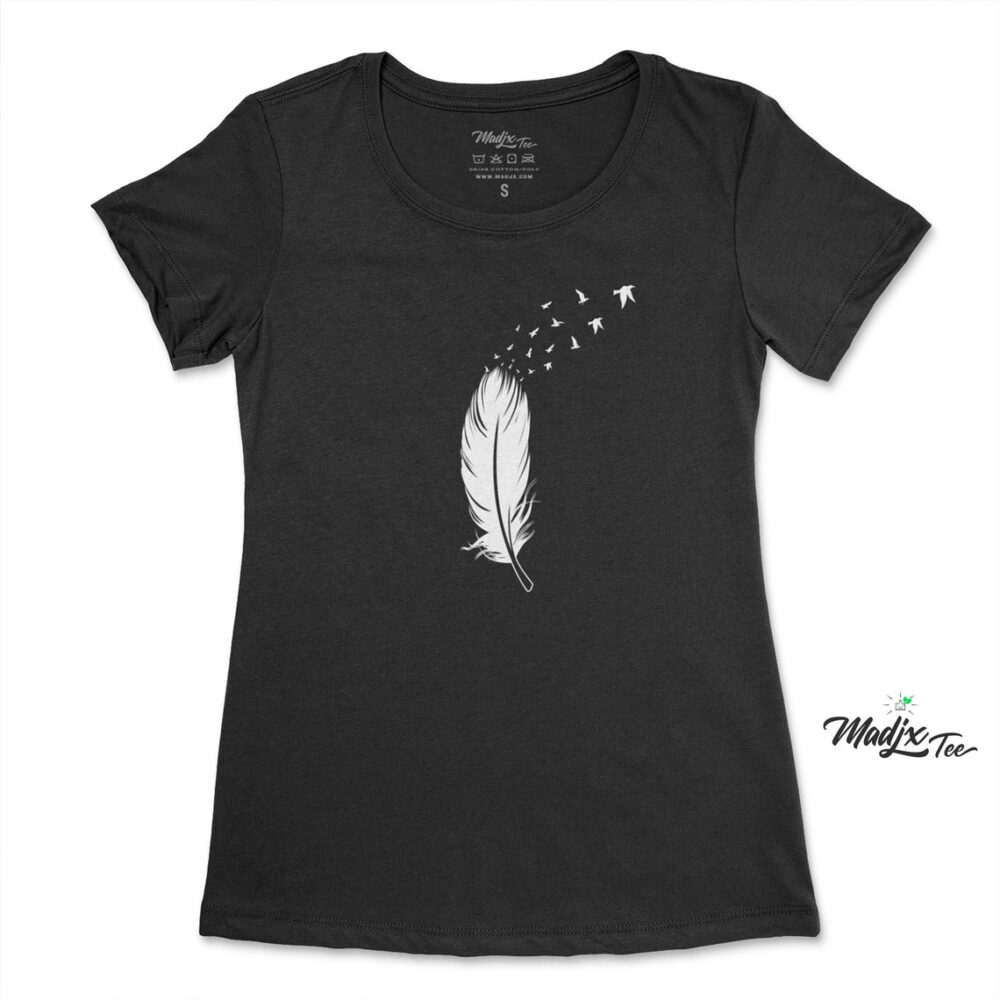 T-shirt de nature Plume et envolé noir