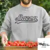 Bacon Baseball Crewneck Unisexe Gris chandail coton ouaté sans capuchon