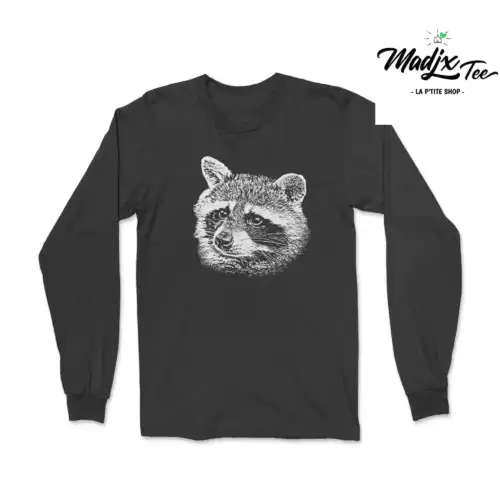 Raton laveur tshirt manche longue unisexe