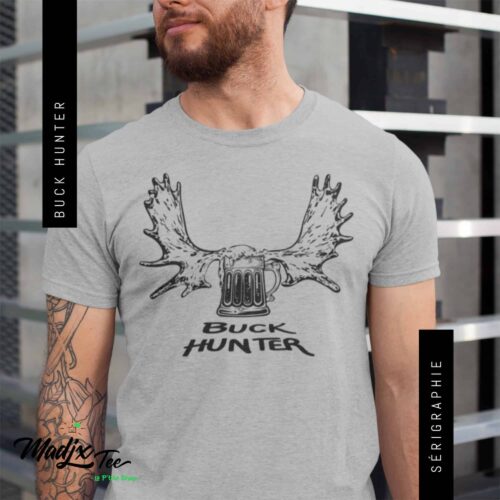 T-shirt Buck Hunter impression encre à eau fait au Québec