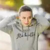 Osti que j’t’a boutte coton ouaté gris, chandail à capuchon Unisexe, hoodie