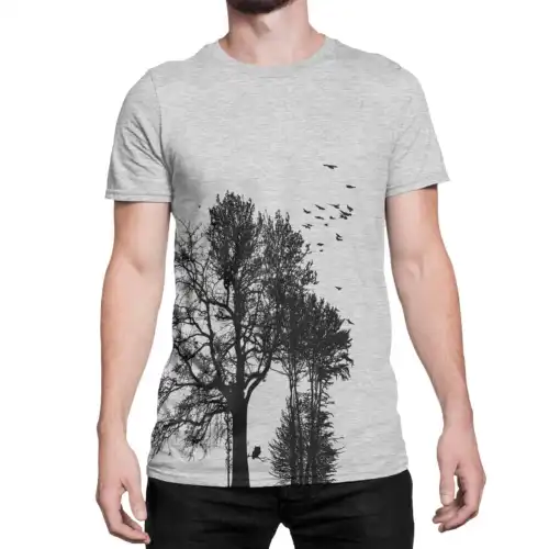 Forest t shirt pour homme impression sérigraphie encre base à l eau éco forêt Québécoise