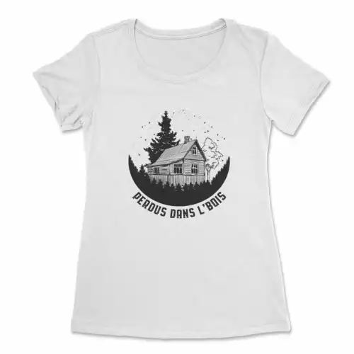 Perdus dans l'bois t-shirt pour femme impression sérigraphie encre base à l'eau éco, impression fait au Québec – Image 5