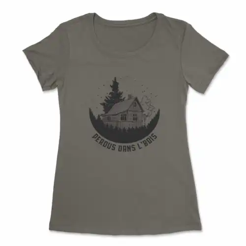 Perdus dans l'bois t-shirt pour femme impression sérigraphie encre base à l'eau éco, impression fait au Québec – Image 4