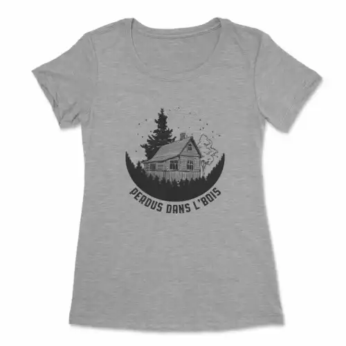 Perdus dans l'bois t-shirt pour femme impression sérigraphie encre base à l'eau éco, impression fait au Québec – Image 3