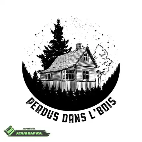 Perdus dans l'bois t-shirt pour femme impression sérigraphie encre base à l'eau éco, impression fait au Québec – Image 2