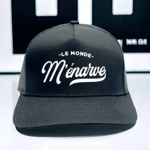 Casquette noir le monde m'énarve Impression DTF – Image 2