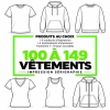Sérigraphie personnalisée de 100 à 149 vêtements, avec choix de t-shirts, hoodies et cotons ouatés.