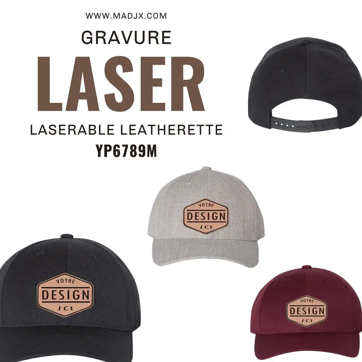 Casquette Yupoong YP6789 écusson leatherette gravé laser Saint-Lambert de lauzon