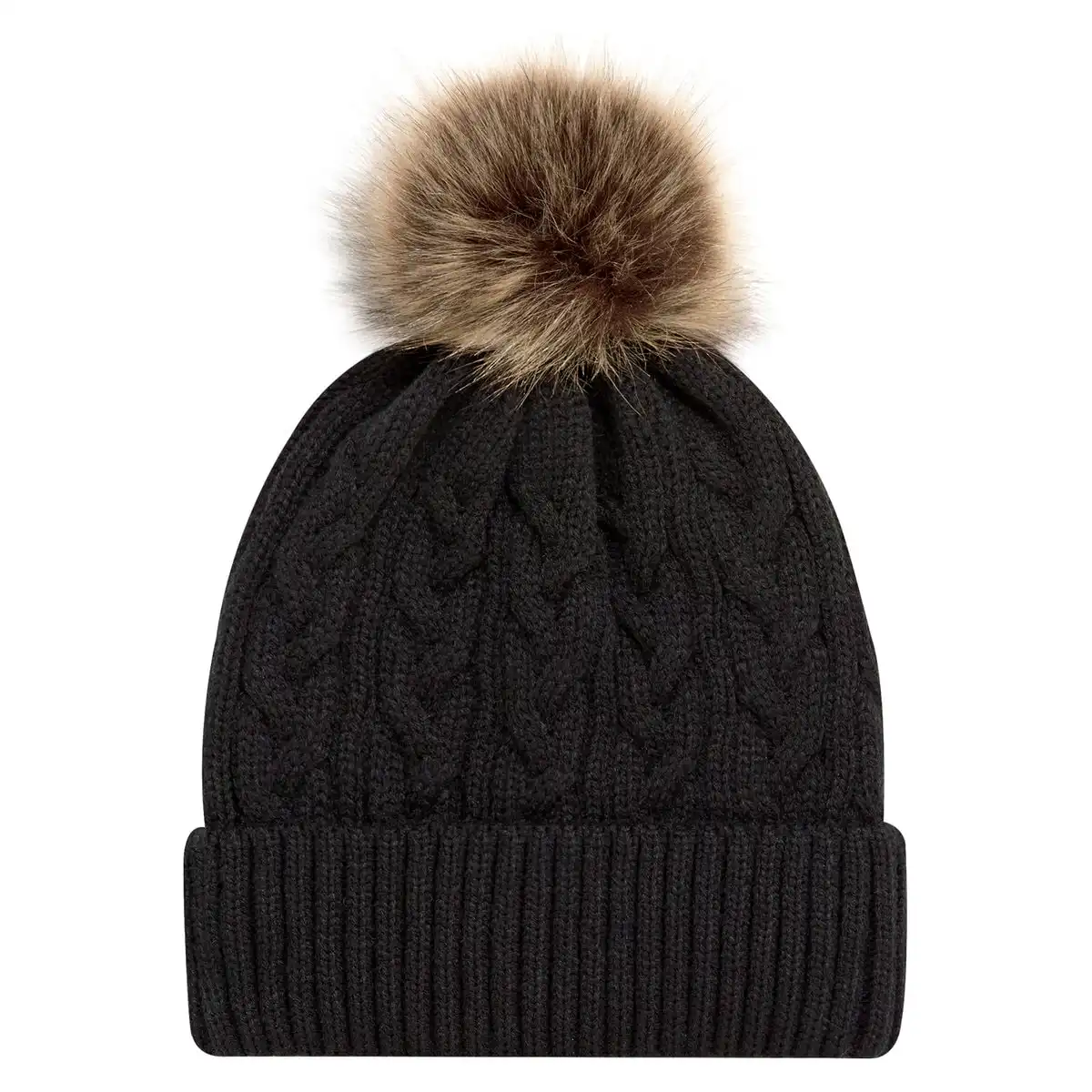 Couleur Noir pompon beige