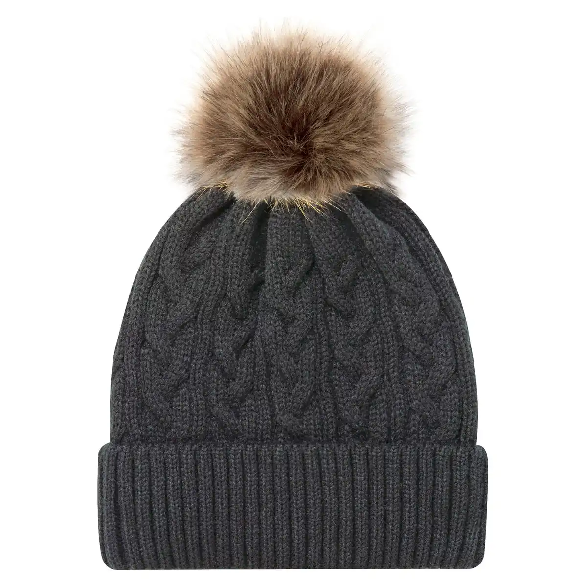 Couleur Charcoal pompon beige