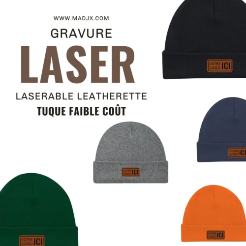 Patch leatherette personnalisé gravé laser tuque beanie