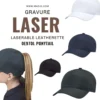 Casquette poly queue de cheval pony tail écusson leatherette gris gravé laser femme Québec