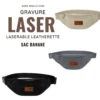 Sac banane écusson simili cuir gris gravure laser personnalisé Québec