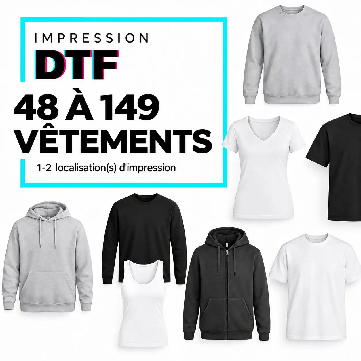 Impression DTF 48 à 149 vêtements