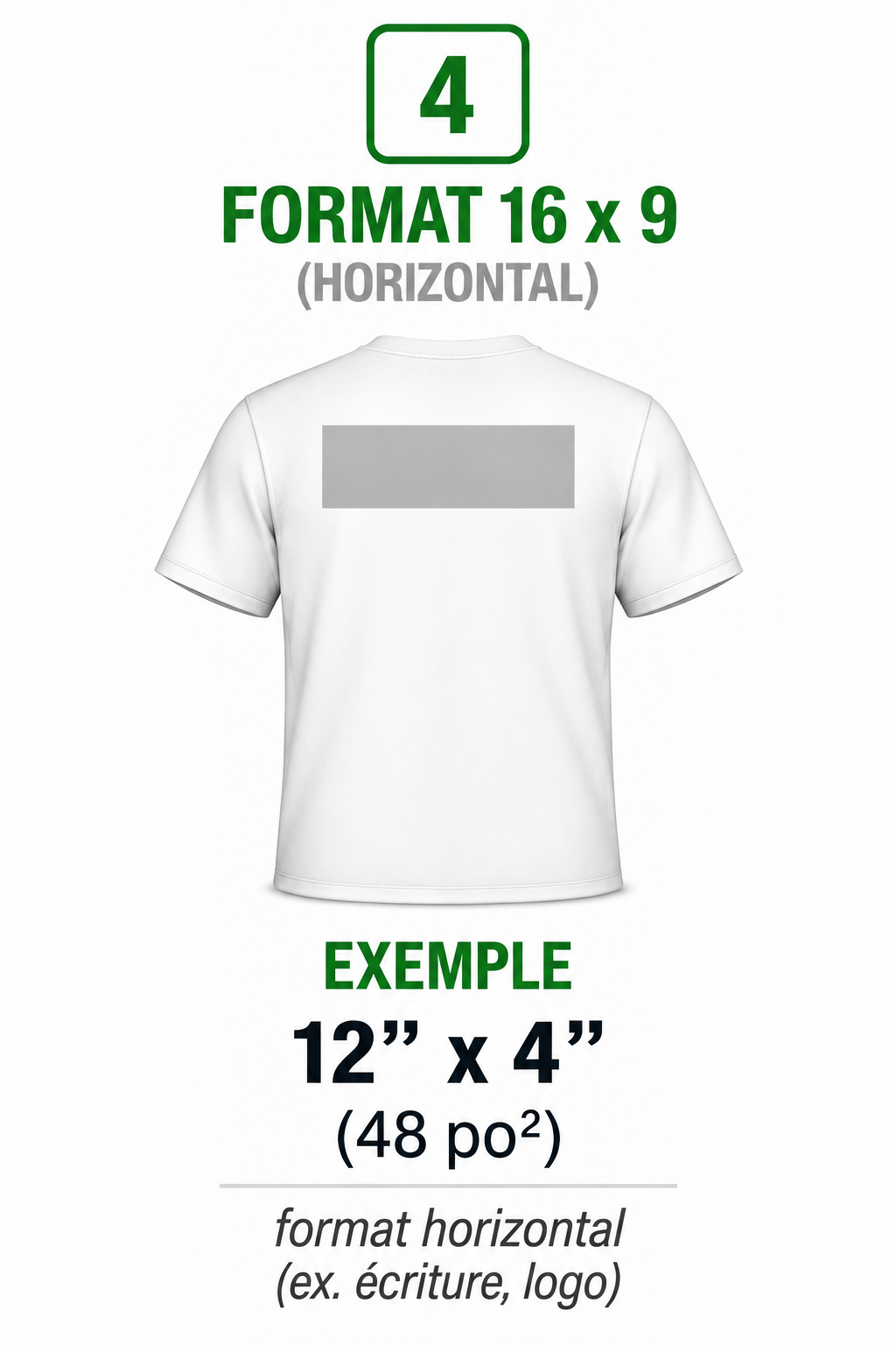 Format 16:9 horizontal, 12 x 4 po